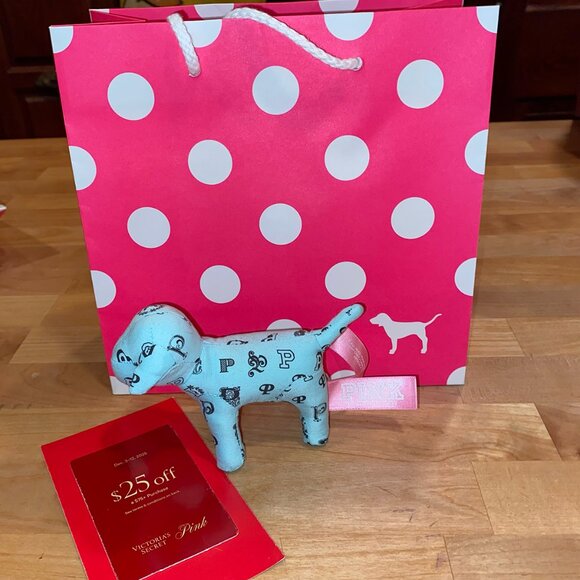 VS PINK tiny mini dog blue black monogram print + FREE Reward Card, Gift Bag - Picture 1 of 7